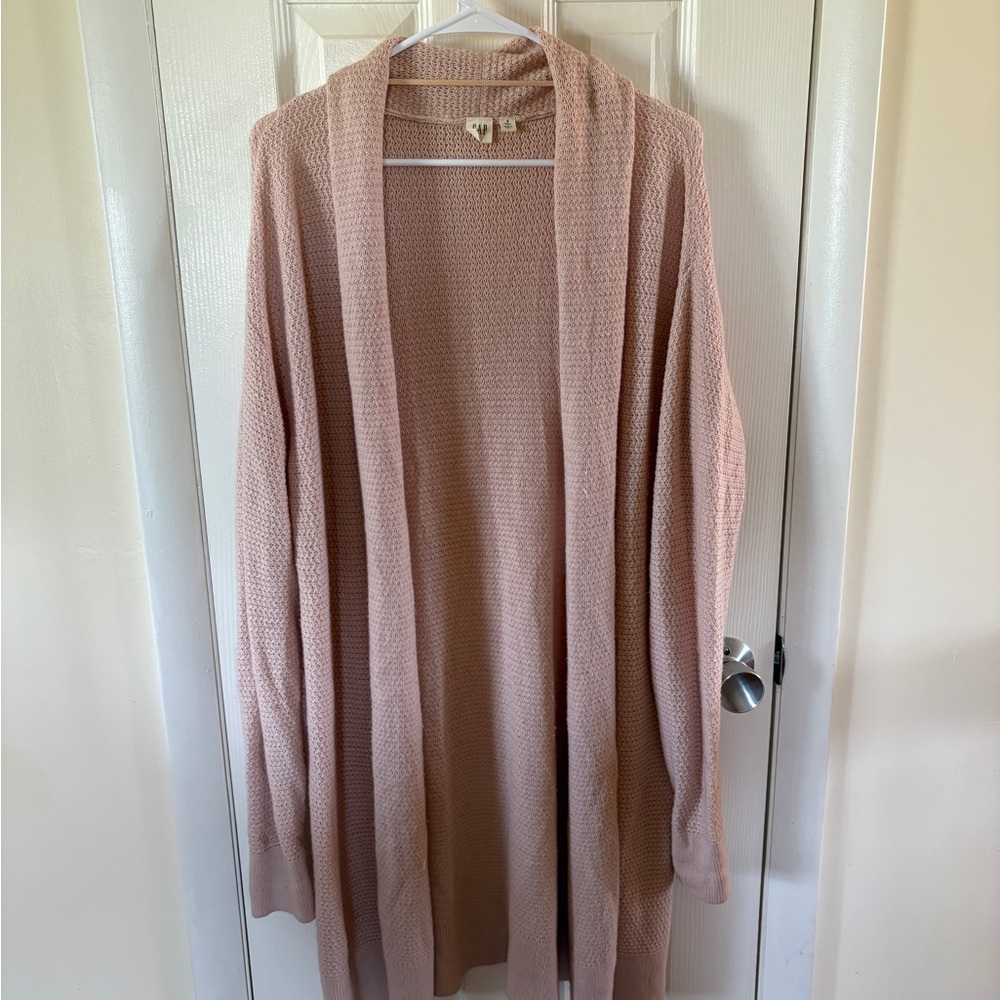 GAP - Women's Blush Pink Open-Front Cardigan Sweater